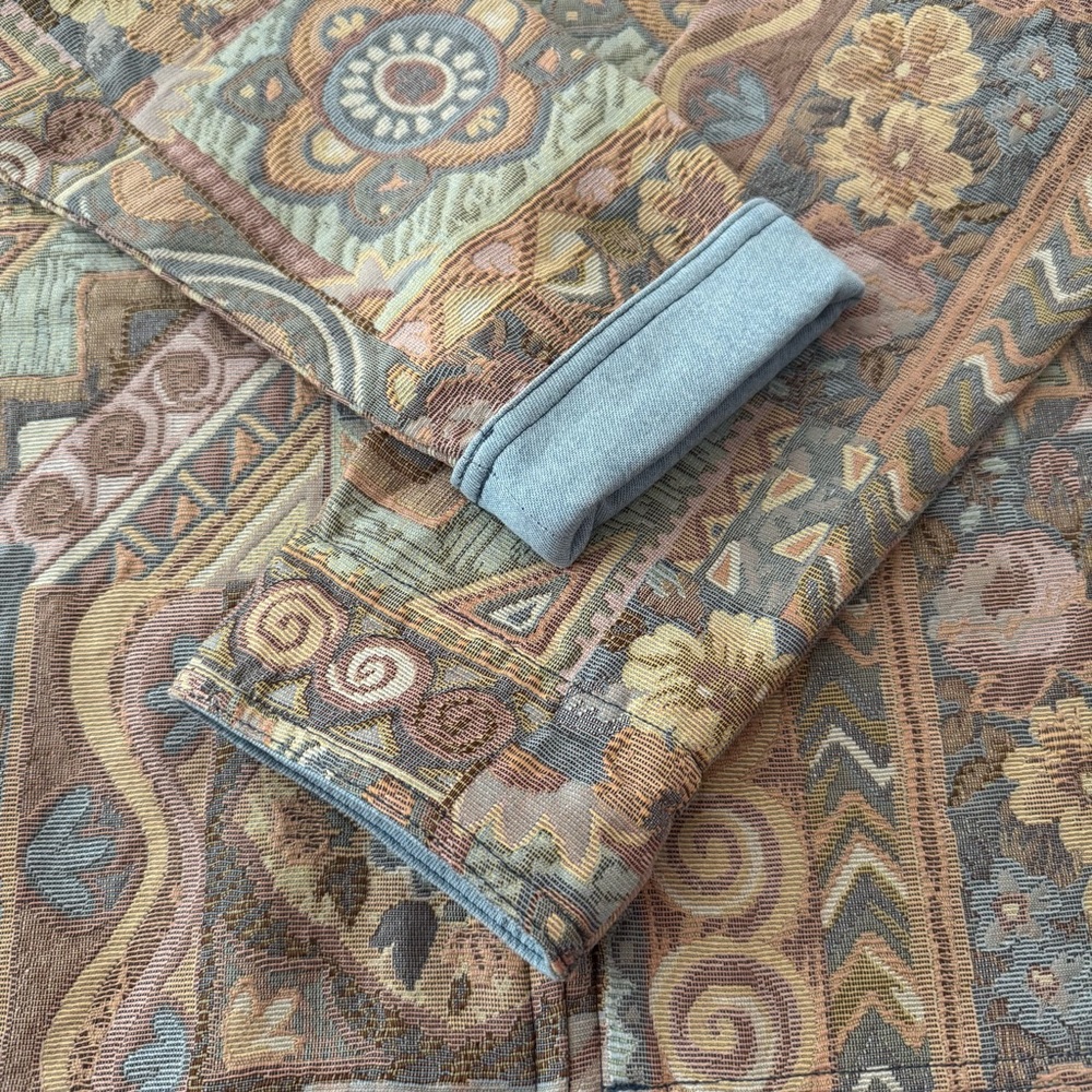 Susan Graver Womens Medium Tapestry Zip Front Jacket Multicolor Floral Geometric - Picture 6 of 13